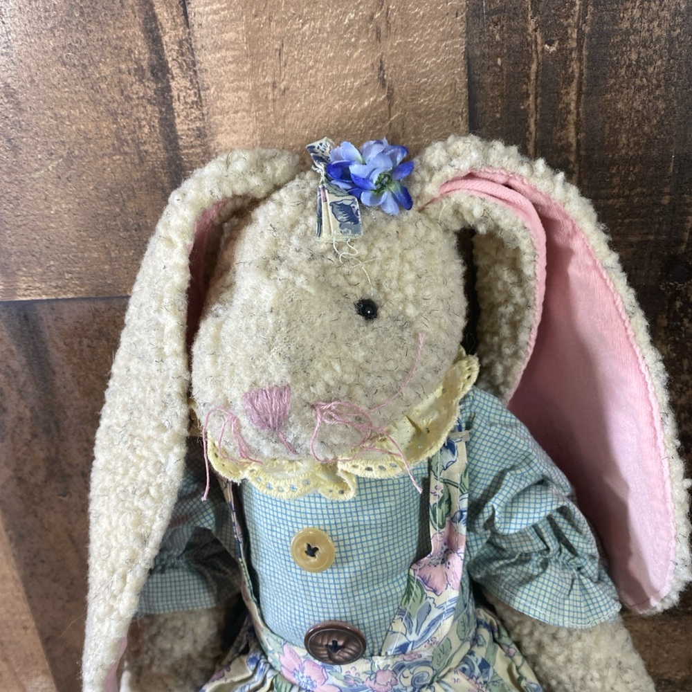 Vintage Enesco Floppy Tompkins Easter Bunny Rabbit Rag Cloth Doll 23” Handmade - Picture 2 of 10
